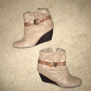 Brown wedge Blowfish booties